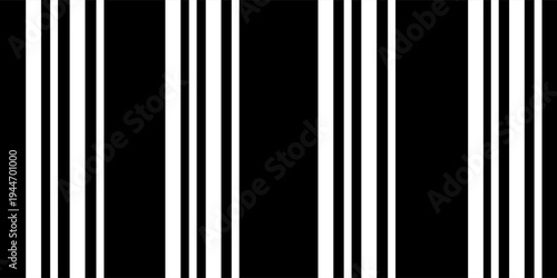 Monochrome bar code seamless pattern. Simple vector illustration. Binary bg with irregular thin and thick vertical lines