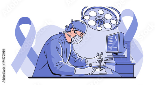 Surgeon Performing Minimally Invasive Surgery with Advanced Medical Technology