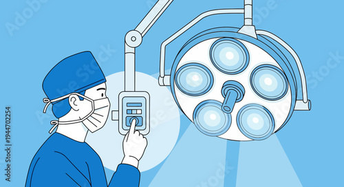 Surgeon Adjusting Operating Room Light Before Surgery
