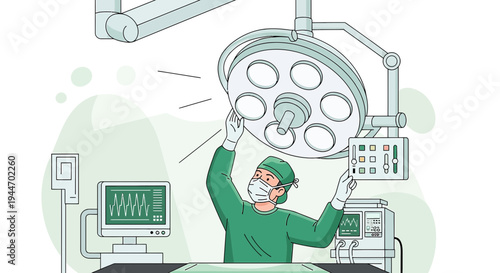 Surgeon Adjusting Operating Room Light, Medical Equipment, Modern Healthcare