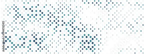 Medical pattern with blue and green crosses creates a modern healthcare background, perfect for hospital presentations and health-related designs with clean geometric elements.
