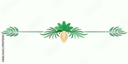 Tropical leaf decorative divider and border, vector