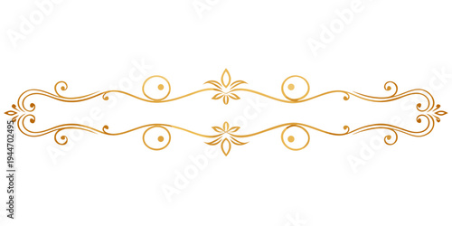 Elegant gold ornamental divider and decorative border, vector