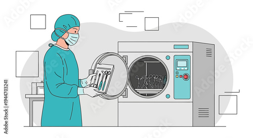 Sterilization of surgical instruments in an autoclave by medical professional