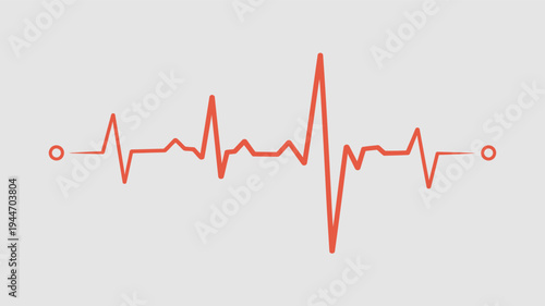 Heartbeat line in minimalist style with red color on gray background for medical illustration