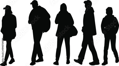 Black silhouette of girl sitting on park bench with her dog, outdoor leisure activity, pet friendship concept, flat vector illustration