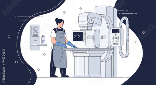 Radiologist Operating X-Ray Machine for Medical Imaging Scan