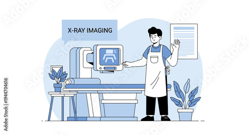 Radiologist Operating X-Ray Machine for Medical Imaging Scan