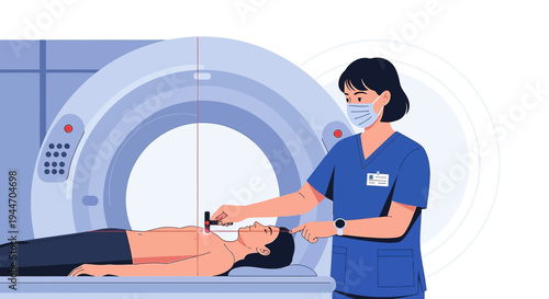 Radiologist Performing CT Scan on Patient in Medical Imaging Room