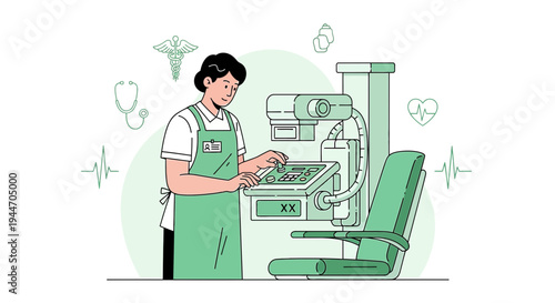 Radiology Nurse Operating Mammography Machine for Breast Cancer Screening