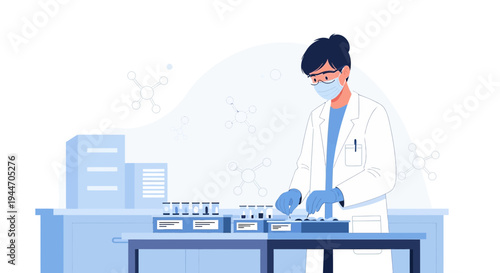 Scientist in Lab Coat Working with Test Tubes and Equipment