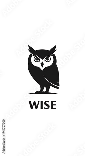 Owl logo with wise expression.
