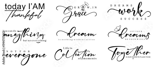 Positive inspirational motivational slogan quotes T shirt design graphic vector set bundle