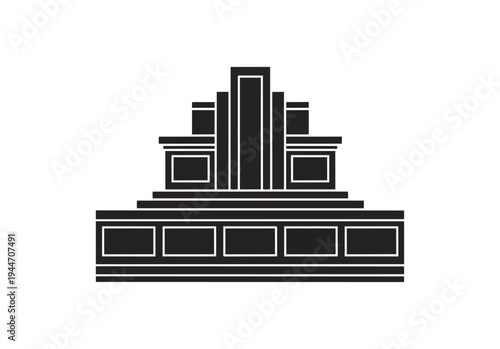 Abstract architectural structure against black background