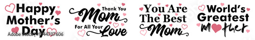  Mom slogan quotes with heart T shirt design vector , mothers day design set 