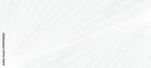 Abstract white radial light rays background. Minimal sunburst pattern with soft gradient beams spreading from the corner. Clean modern white backdrop suitable for banner, presentation, poster, 