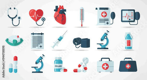 Flat medical icons set for healthcare and medicine concepts