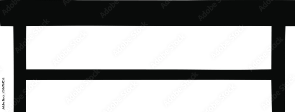 Fototapeta premium A simple black rectangle with a horizontal line in the middle and two vertical lines connecting the top and bottom horizontal lines, creating a minimalist design