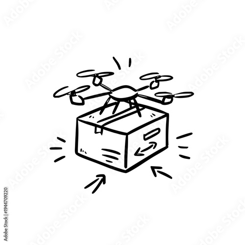 Drone Delivering Package with Arrows