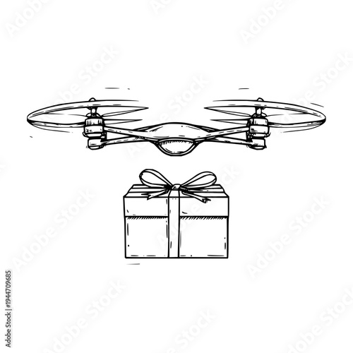 Drone Delivering Gift Box in Flight