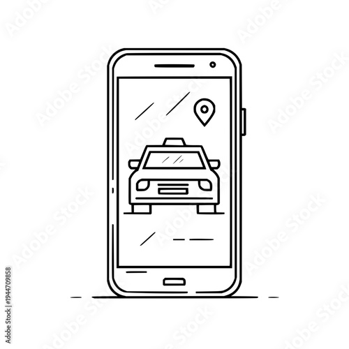 Smartphone with Car Ride Sharing App on Screen