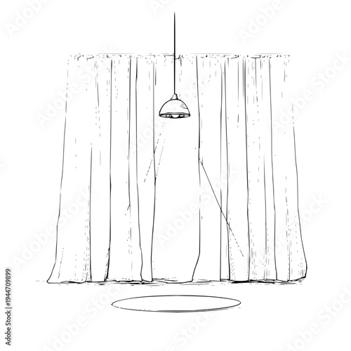 Curtain with Hanging Light Sketch