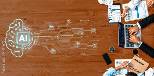 Foto Artificial intelligence using AI neural processing and circuit to transform AI data into actionable output by smart automated AI reasoning science