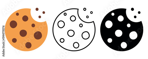 Cookies icons for web page. Icon cookies for social networks, applications.