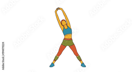 Woman stretching arms overhead isolated white background