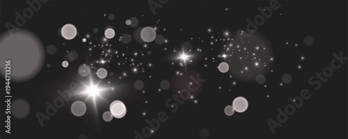 Glowing light effect with many glitter particles isolated on transparent background. Vector starry cloud with dust. Magic christmas decoration	
