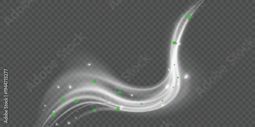 Fresh air flow wind clean breath spiral blue 3d background. Cool air fresh leaf swirl menthol realistic wind