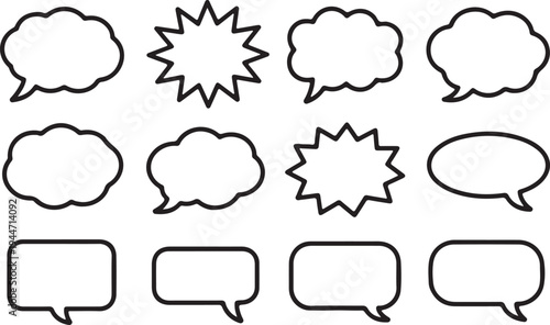 Diverse comic style speech bubbles and thought clouds for communication elements