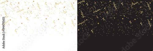 Fine Gold Dust Particle Confetti Falling on Black and Transparent Background Set for Luxury Celebration and Elegant Event Design
