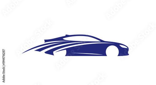 Blue Sports Car Illustration Side View.