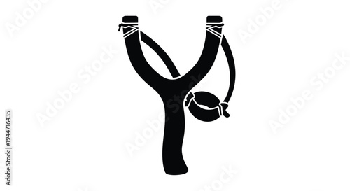 A striking black silhouette of a classic slingshot design silhouette