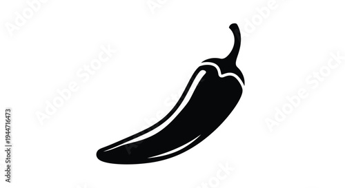 A striking black silhouette of a single chili pepper