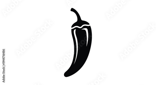 A striking black silhouette of a chili pepper against a white background
