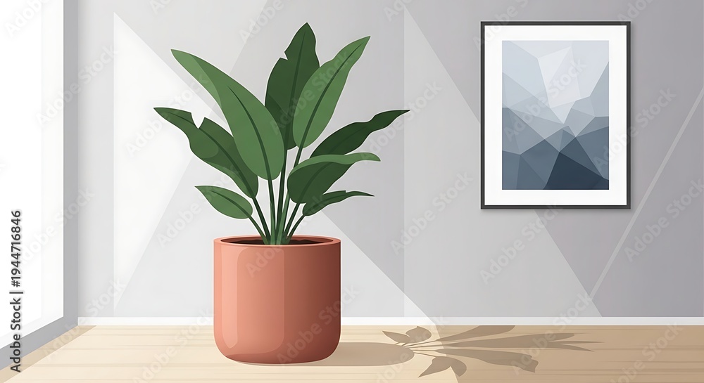 Fototapeta premium Potted plant in modern interior room.