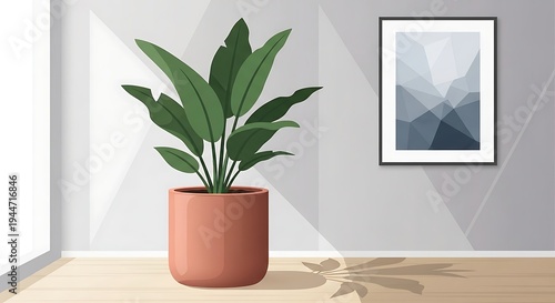 Potted plant in modern interior room.