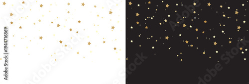 Sparse Golden Particle Confetti Shimmer on Black and Transparent Background Set for Milestone Celebration and New Year Invitation