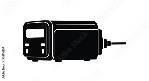 Black electronic device with display and cable a striking silhouette