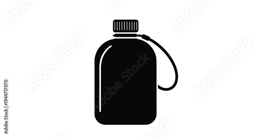 Black water bottle with loop cap a simple graphic silhouette