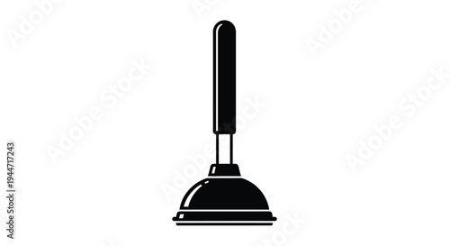 A stark black silhouette of a plumbing plunger simple design silhouette