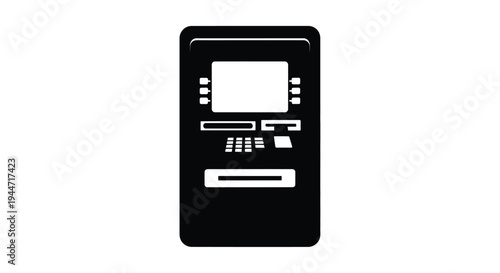 Simple black atm machine icon design with a stark silhouette