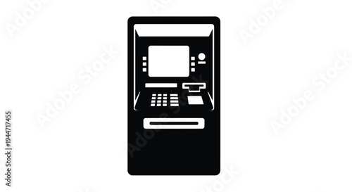 A black silhouette of an atm machine modern banking technology silhouette
