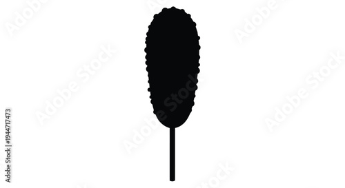 A dark silhouette of a corn dog against a white background silhouette