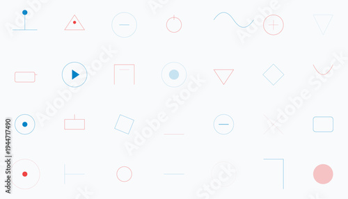 Abstract Geometric Shapes Icons Pattern Grid. Modern Minimalist Design Background Elements.