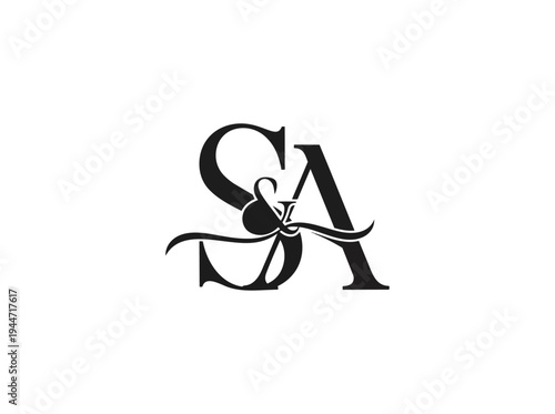 Elegant sa lettermark logo design on black background