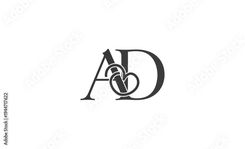 Elegant monogram design with letters a and d on black background