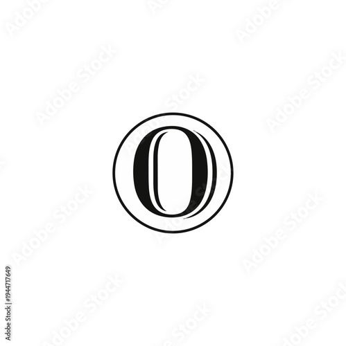 Letter o in circle graphic isolated on black background